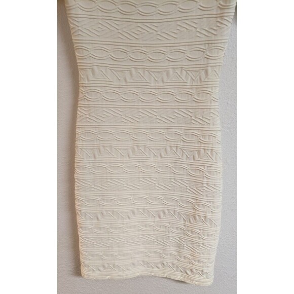 iKiTo Ivory Stretch Bodycon Short Sleeve Square Neck Dress Made In France 40/8 - Picture 3 of 8